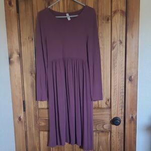 Zenana Outfitters Plum Long Sleeve Knit Dress. Size L